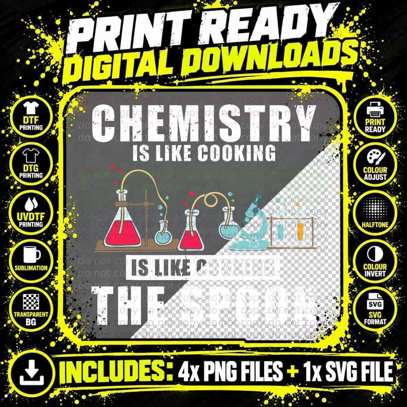 Chemistry Is Like Cooking the Spoon- Science Humor Png SVG Digital Bundle