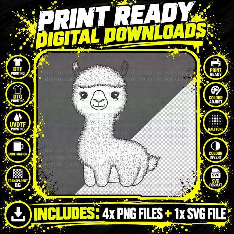 Cool Funny Llama Alpaca Tee, Funny Apparel T-Shirt Png SVG Digital Bundle