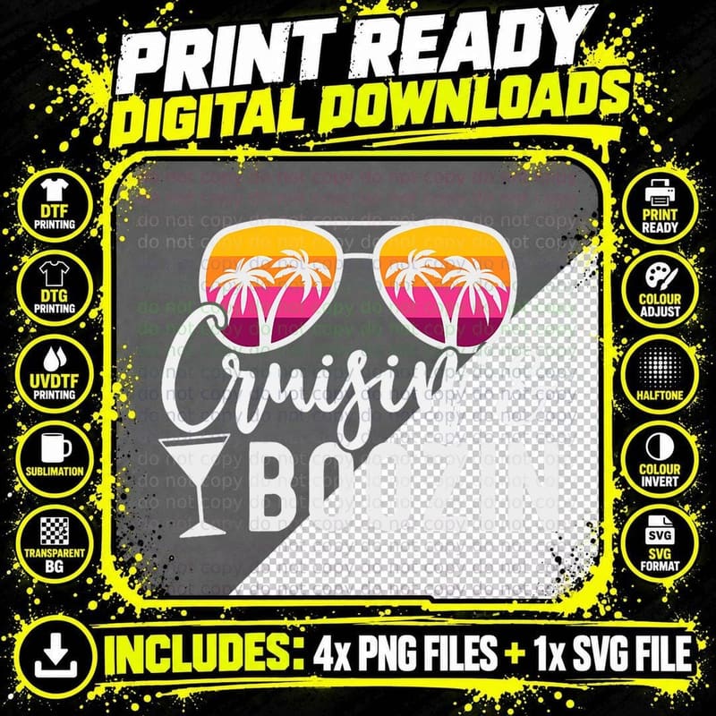 Cruisin and Boozin Funny Cruise Lovers Boat Cruise Png SVG Digital Bundle