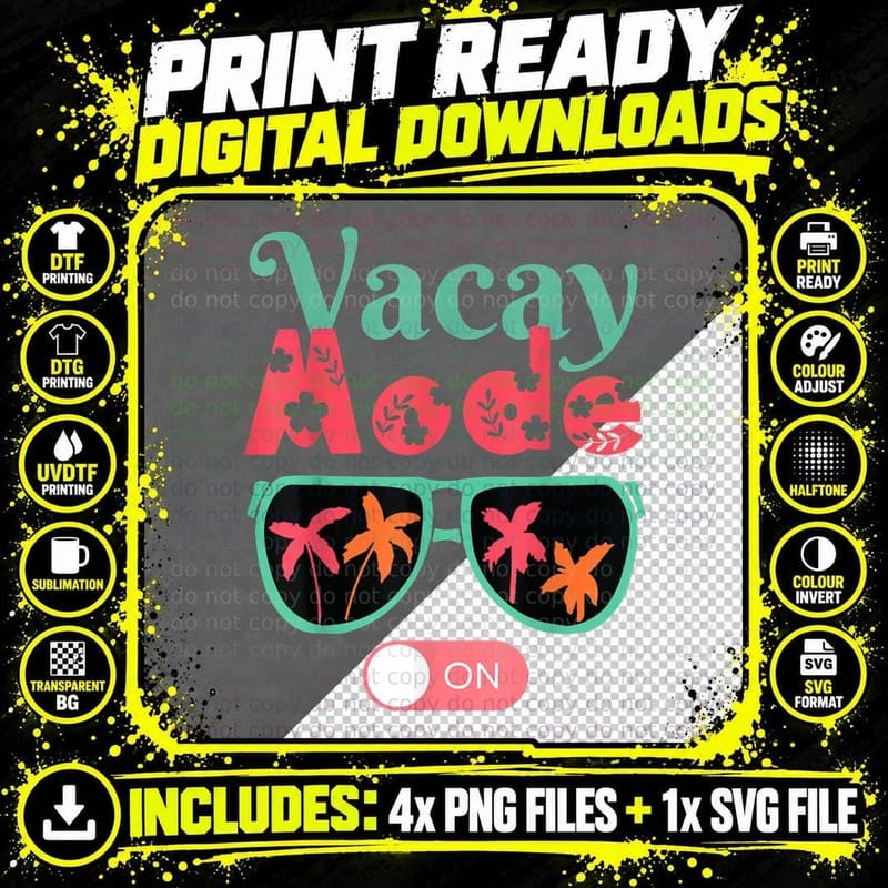 Cute Vacay Mode Summer on Funny Family Vacation T-Shirt Png SVG Digital Bundle