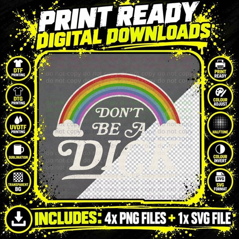 Don't Be a Dick Retro Vintage Funny Adult Humor Pullover Png SVG Digital Bundle