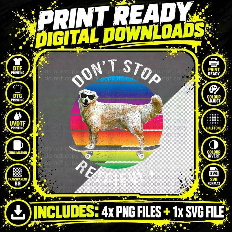 Don't Stop Retrievin Funny Golden Retriever Png SVG Digital Bundle