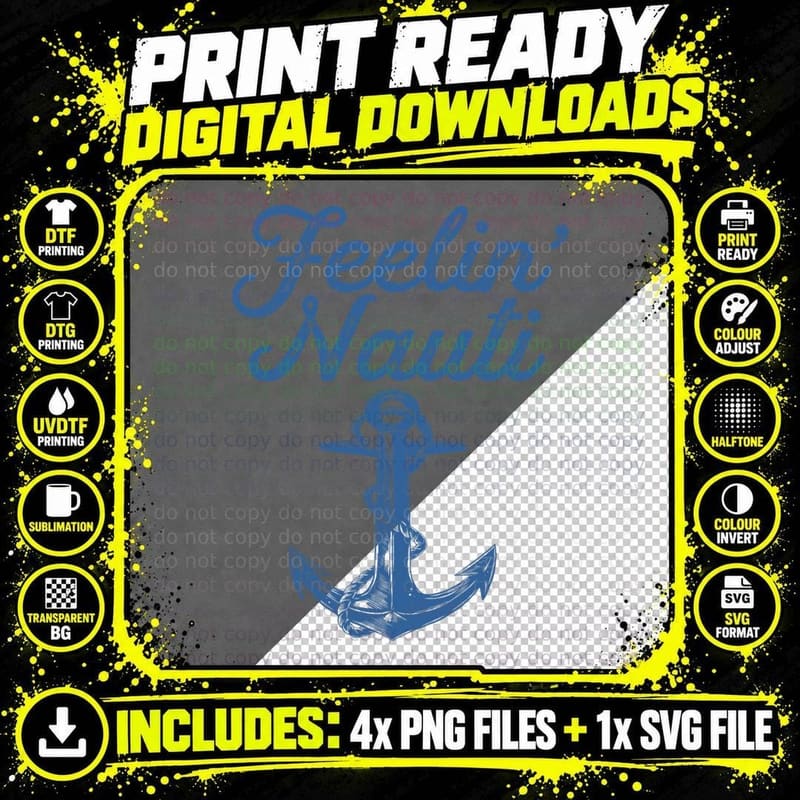Feelin Nauti Sailing Boating Nautical Lake Funny Sailor Png SVG Digital Bundle