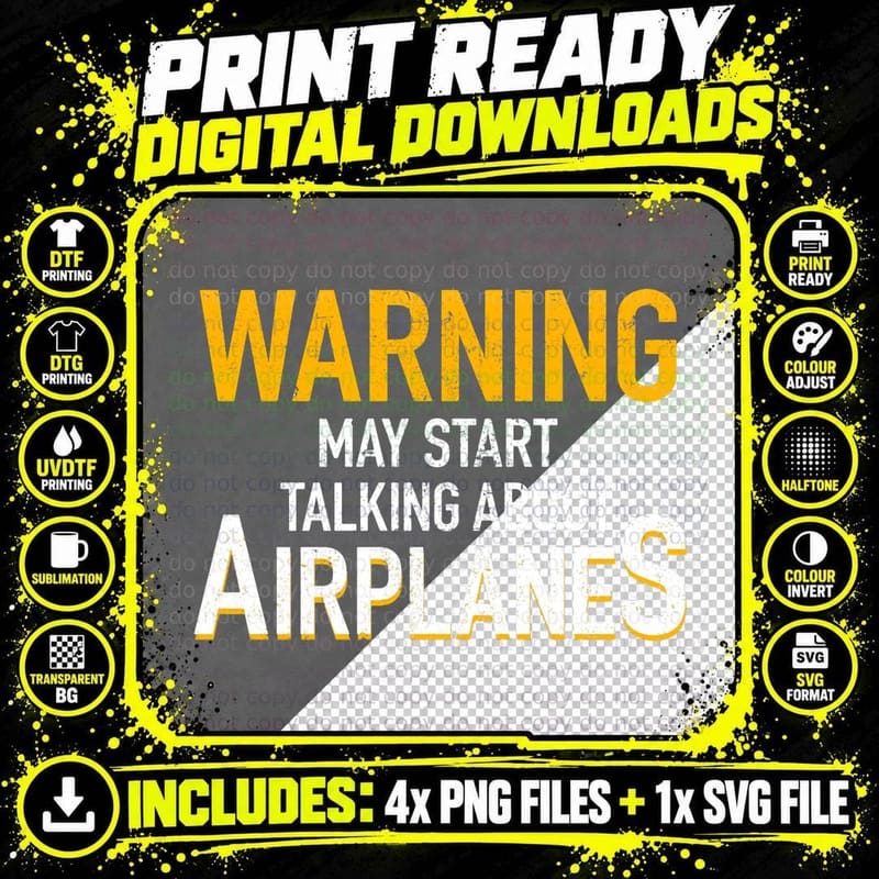 Funny Airplane RC Pilot Flying Gift Warning Airplanes Png SVG Digital Bundle