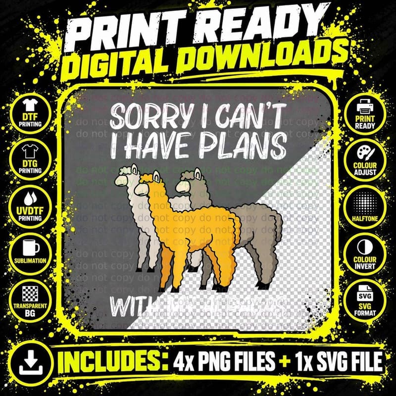 Funny Alpaca Art for Men Women Camelid Mammal Animal Png SVG Digital Bundle