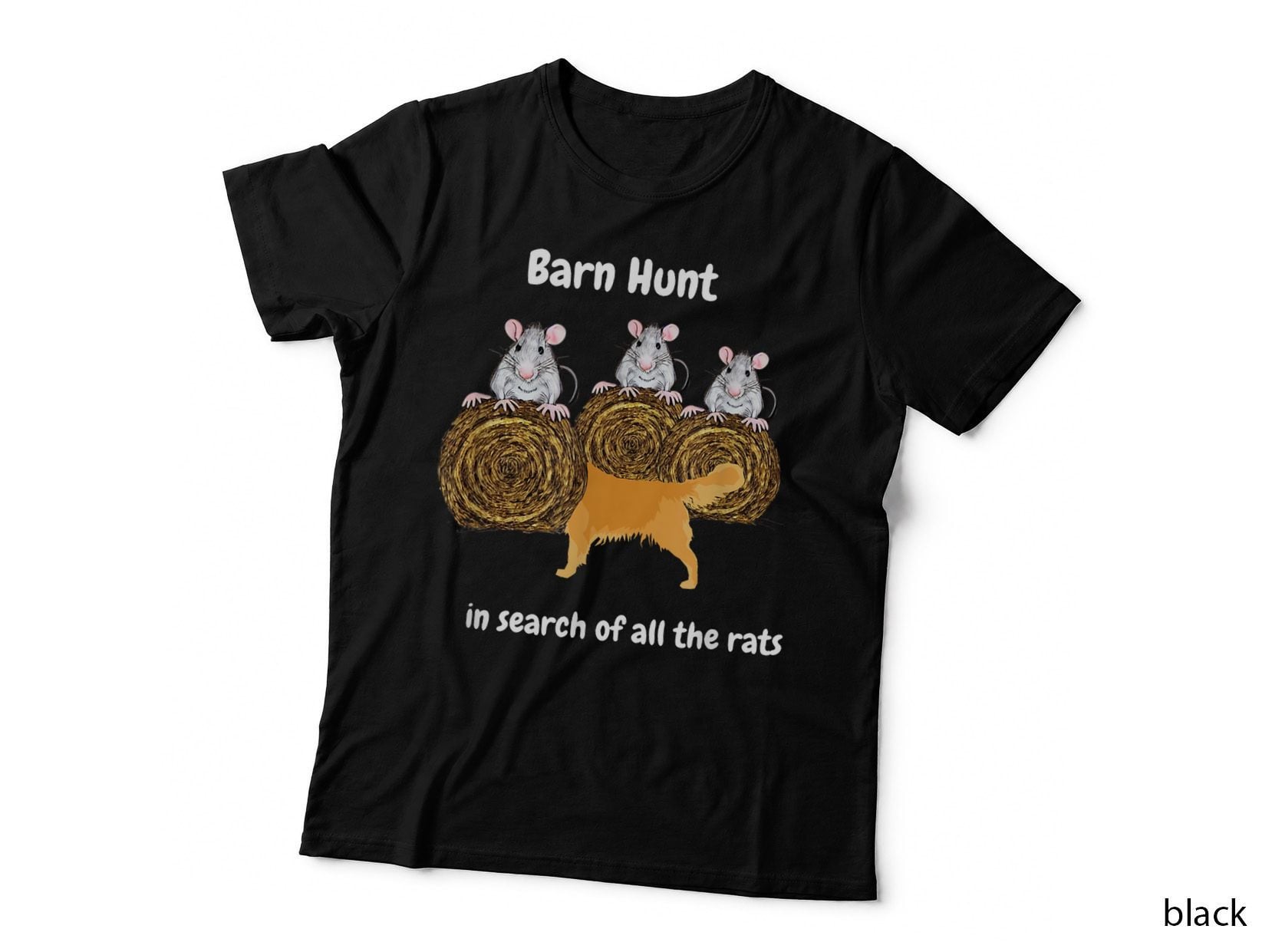 Funny Barn Hunt - in Search of Rats with Golden Retriever T-Shirt