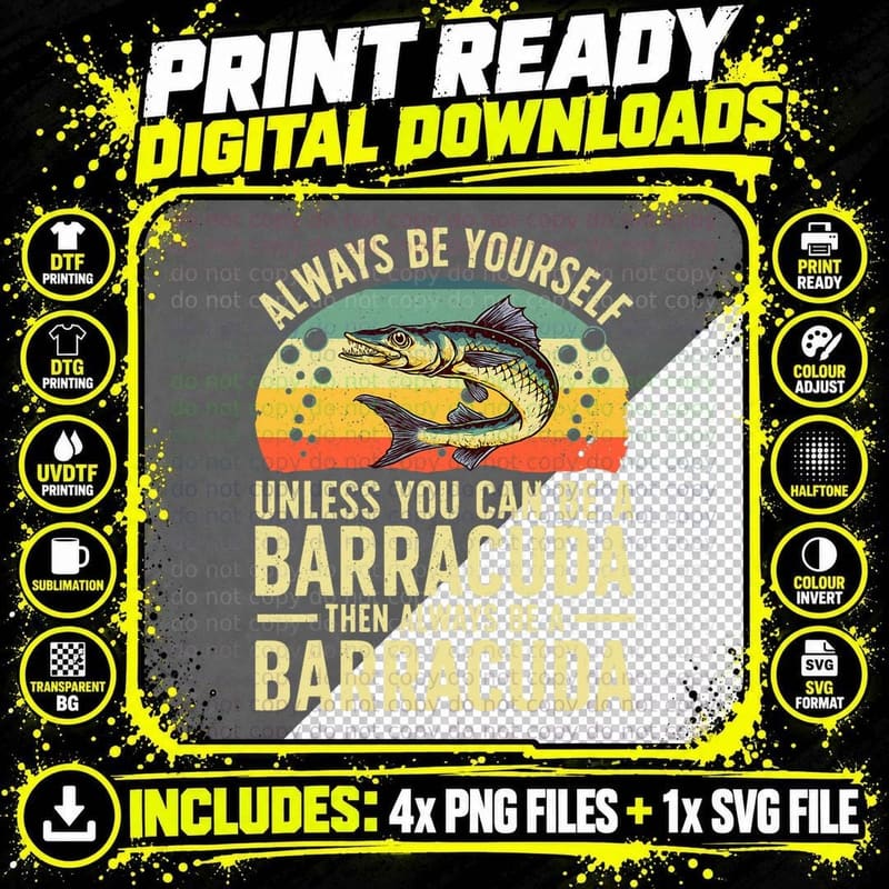 Funny Barracuda Design for Men Barracuda Fish Lovers Png SVG Digital Bundle