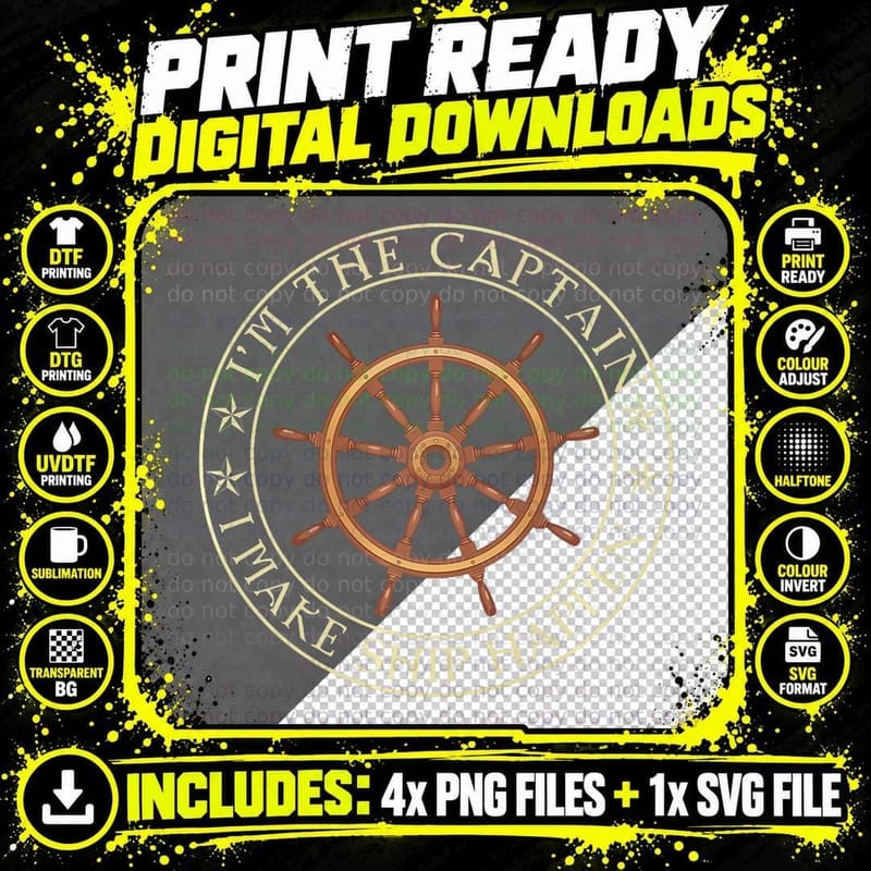 Funny Boater I'm the Captain I Make Ship Happen Boating Png SVG Digital Bundle