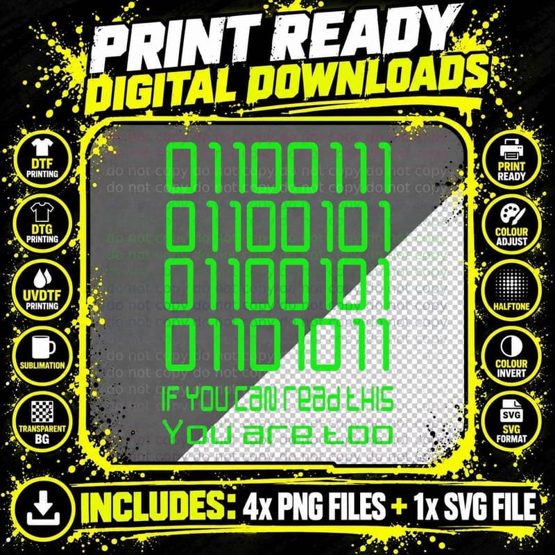 Funny Coding Binary Programming Jokes Geek Green Binary Png SVG Digital Bundle