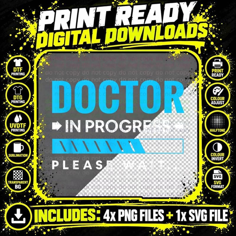 Funny Doctor in Progress Medical Students T-Shirt Png SVG Digital Bundle