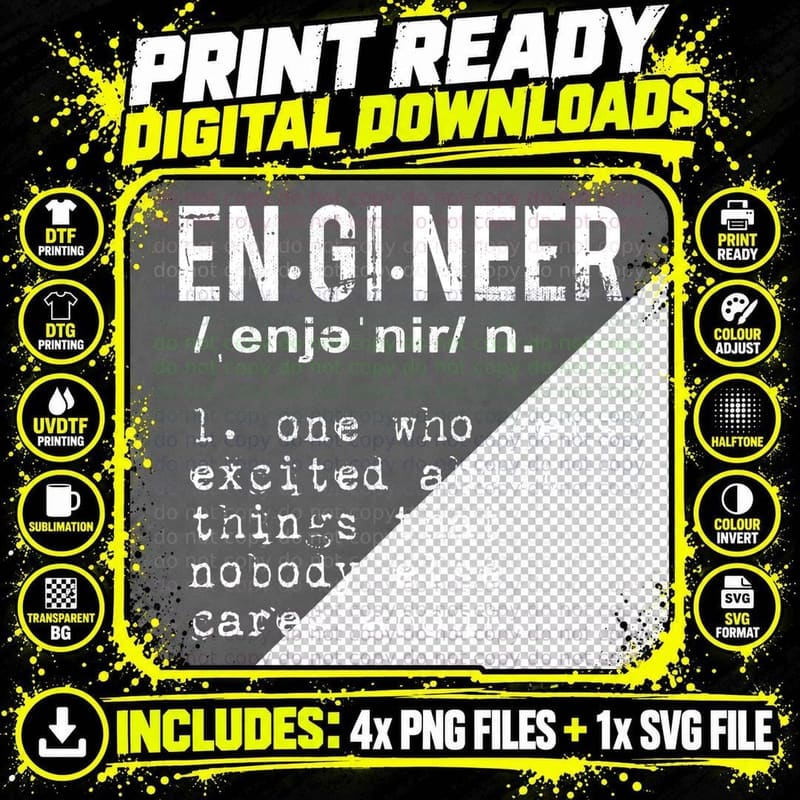 Funny Engineering Hoodie - Engineer Definition Pullover Png SVG Digital Bundle
