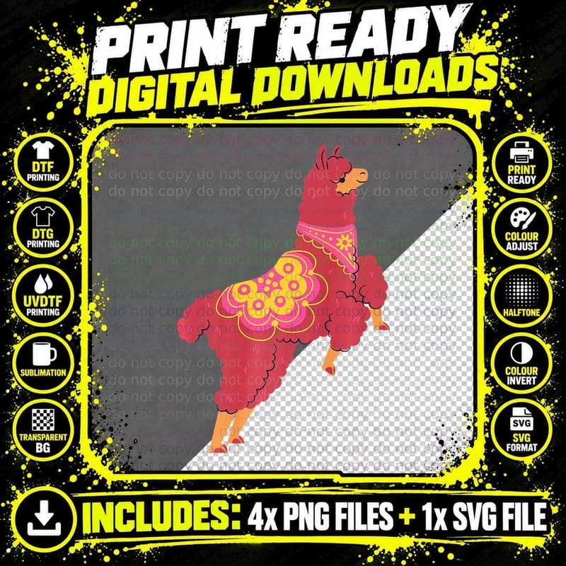 Funny Llama Alpaca Boy, Girl, Kids Funny Gift Png SVG Digital Bundle