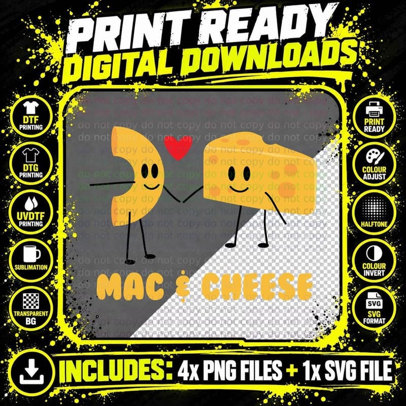 Funny Mac & Cheese Love Food Hoodie - Cute Veggie Gift Png SVG Digital Bundle