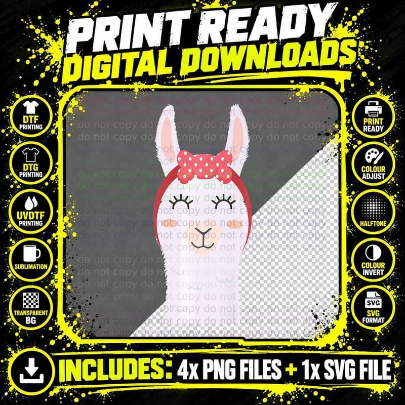 Funny Momma Llama Alpaca Boy, Girl, Kids Png SVG Digital Bundle