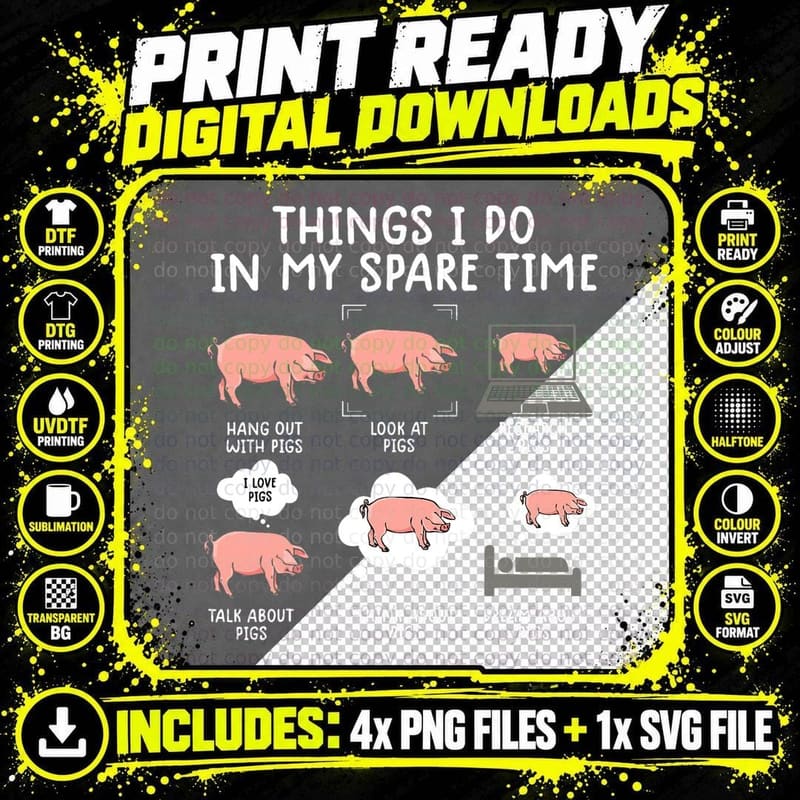 Funny Pig T Shirts for Men Pig Shirts for Women Pig Tee Png SVG Digital Bundle