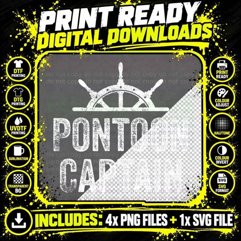 Funny Pontoon Captain Boating Pontoon Boat T-Shirt Png SVG Digital Bundle