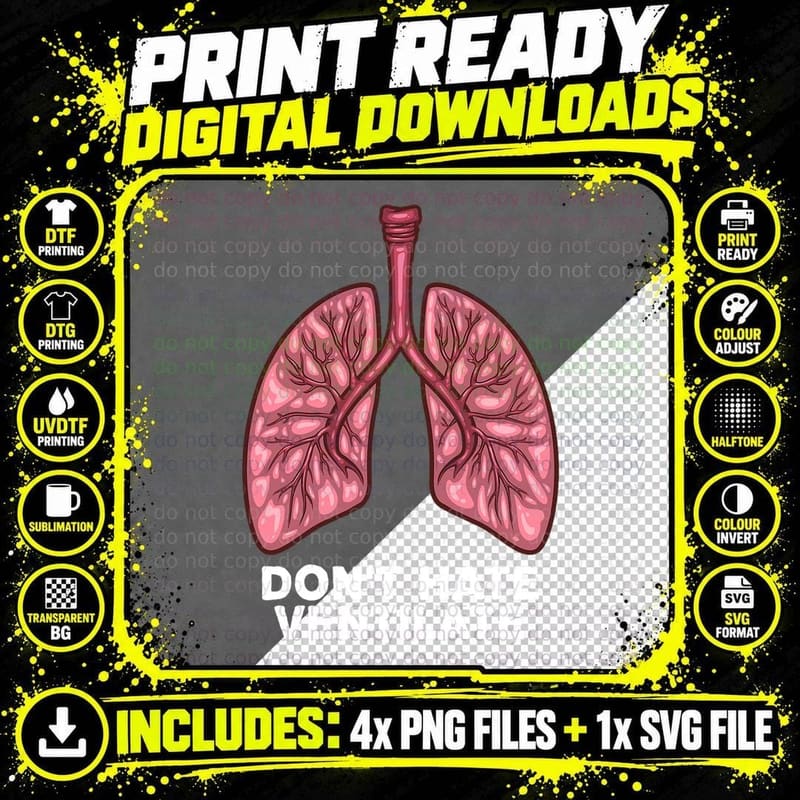 Funny Respiratory Therapy RT Art Men Women Lung Doctor Png SVG Digital Bundle