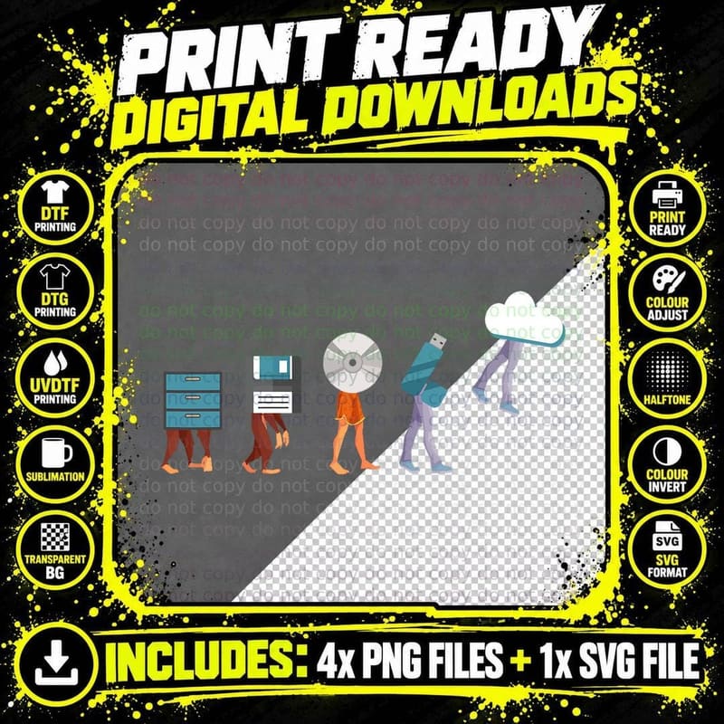Funny Retro Vintage Computer Engineer Coding Geek Png SVG Digital Bundle