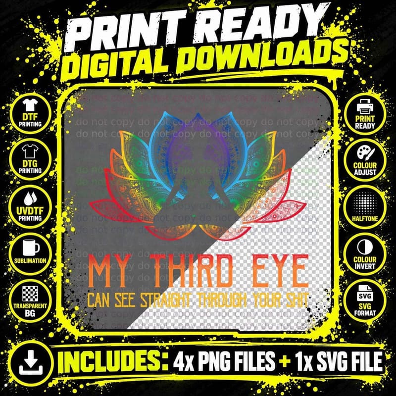 Funny Spiritual Saying Third Eye Sees Through Your Shit Png SVG Digital Bundle
