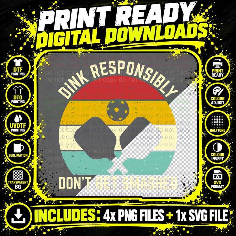 Funny Vintage Dink Responsibly Don't Get Smashed Png SVG Digital Bundle