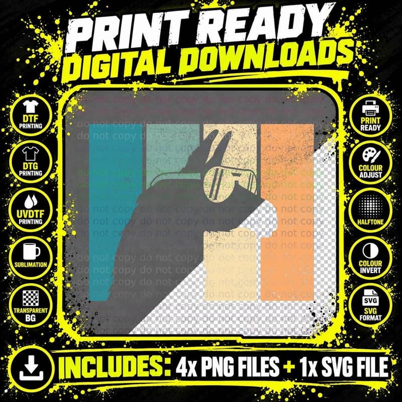 Funny Vintage Retro Llama Alpaca Head Men Women Boys Png SVG Digital Bundle