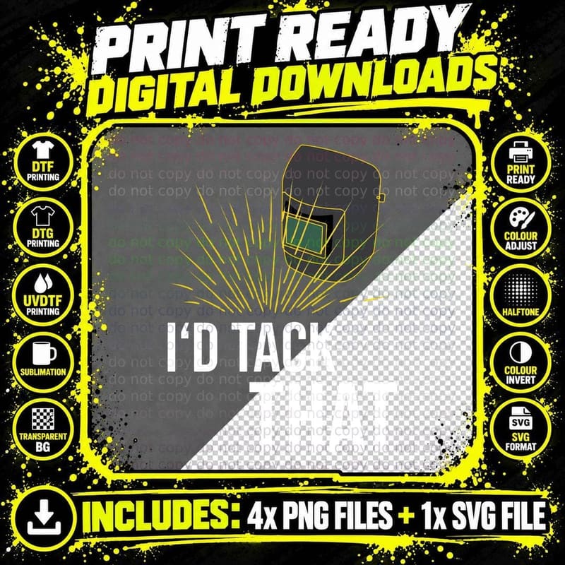 Funny Welder Welding I'd Tack That MIG Retro Design Png SVG Digital Bundle