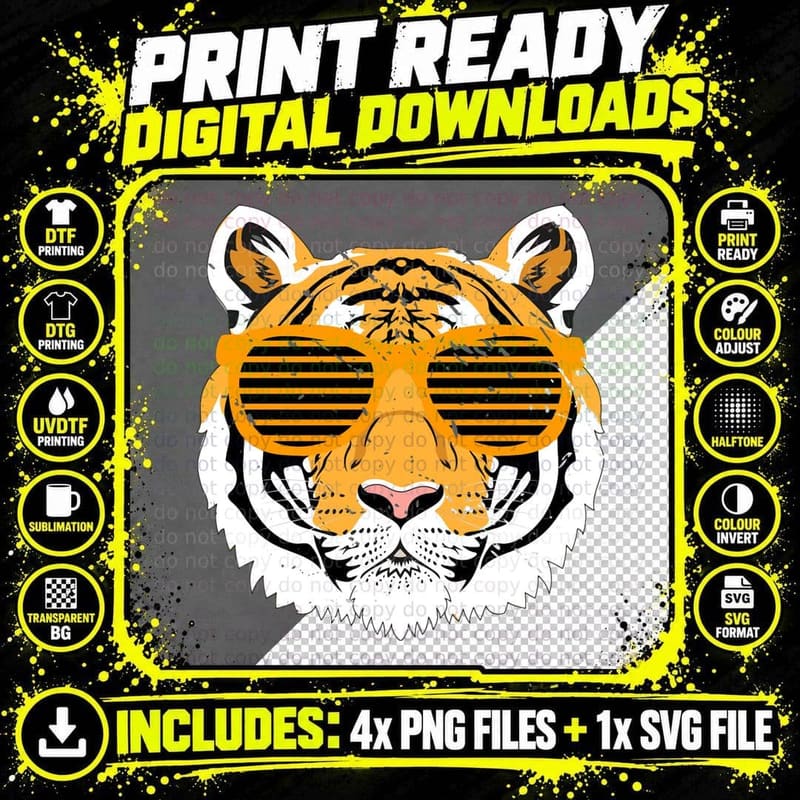 Funny Wildlife Animal Predator Tiger Pullover Hoodie Png SVG Digital Bundle