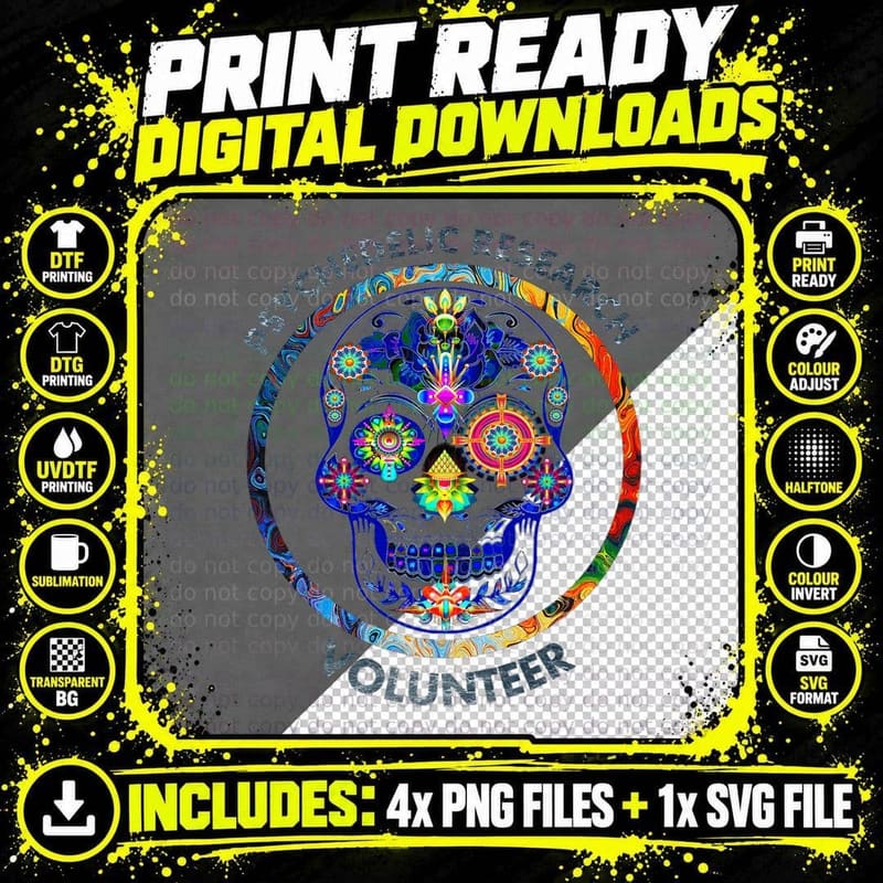 Funny-Psychedelic-Research-Volunteer-ALIEN T-Shirt Png SVG Digital Bundle