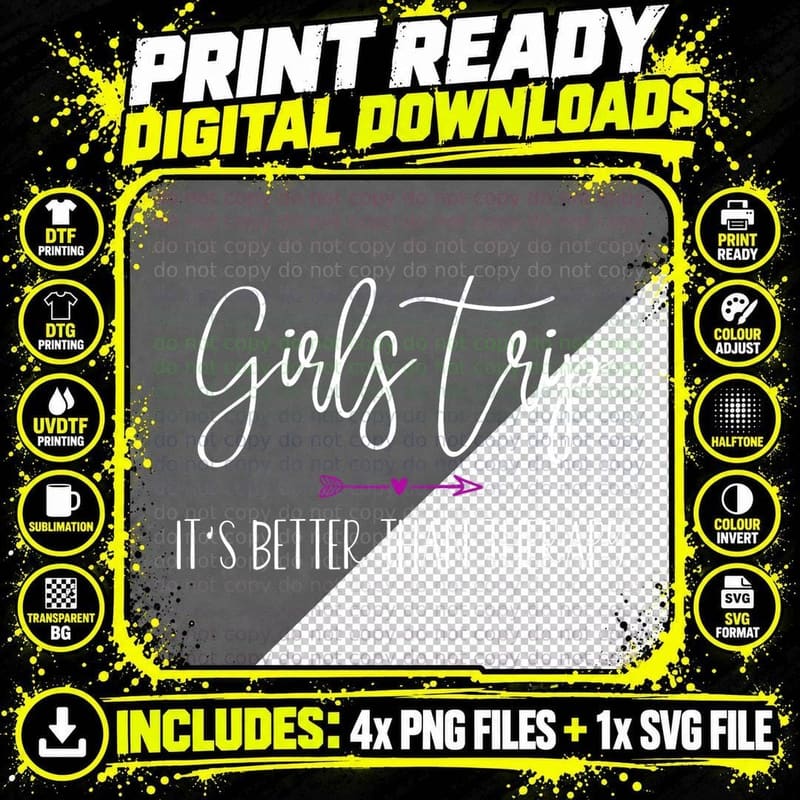 Girls Trip It's Better Than Therapy Funny Vacation Png SVG Digital Bundle