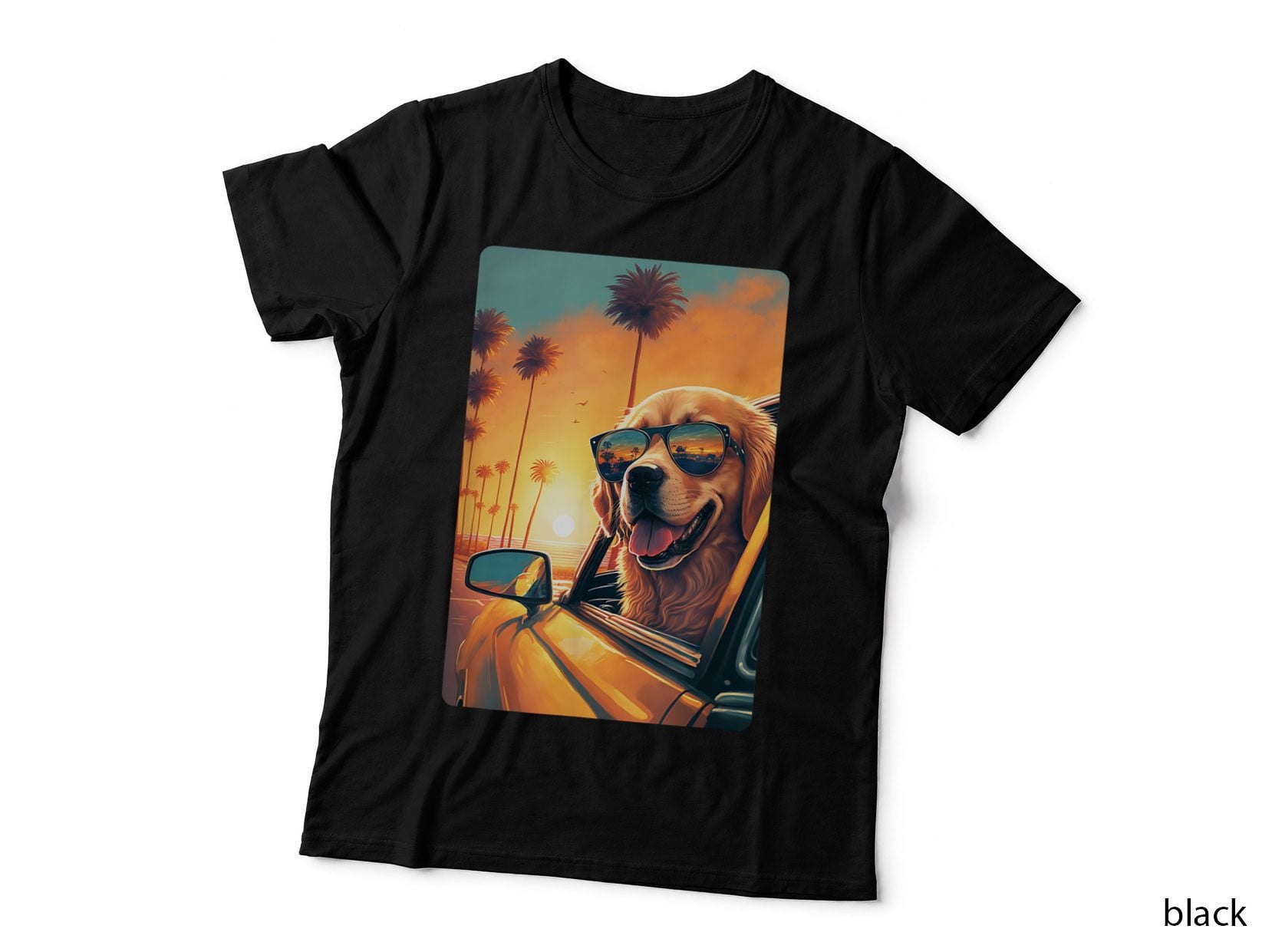 Golden Retriever Glasses Car Funny Golden Retriever T-Shirt