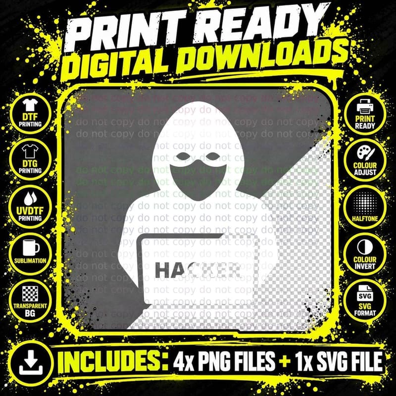 Hacker Funny PC Crack Spy Hoodie Computer Hacking Gift Png SVG Digital Bundle