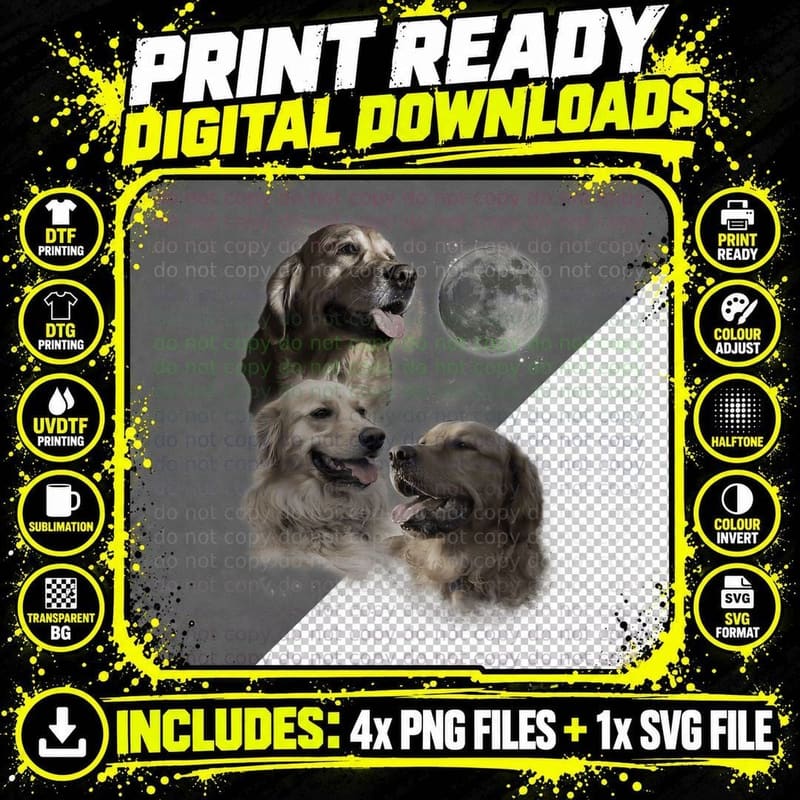Howling at the Moon Shirt - Funny Golden Retriever Png SVG Digital Bundle