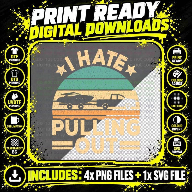 I Hate Pulling Out Boating Funny Retro Boat Captain Png SVG Digital Bundle
