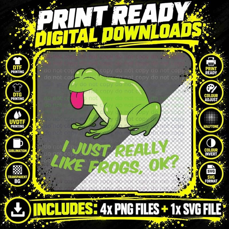 I Just Really Like Frogs Funny Frog Lovers Pullover Png SVG Digital Bundle