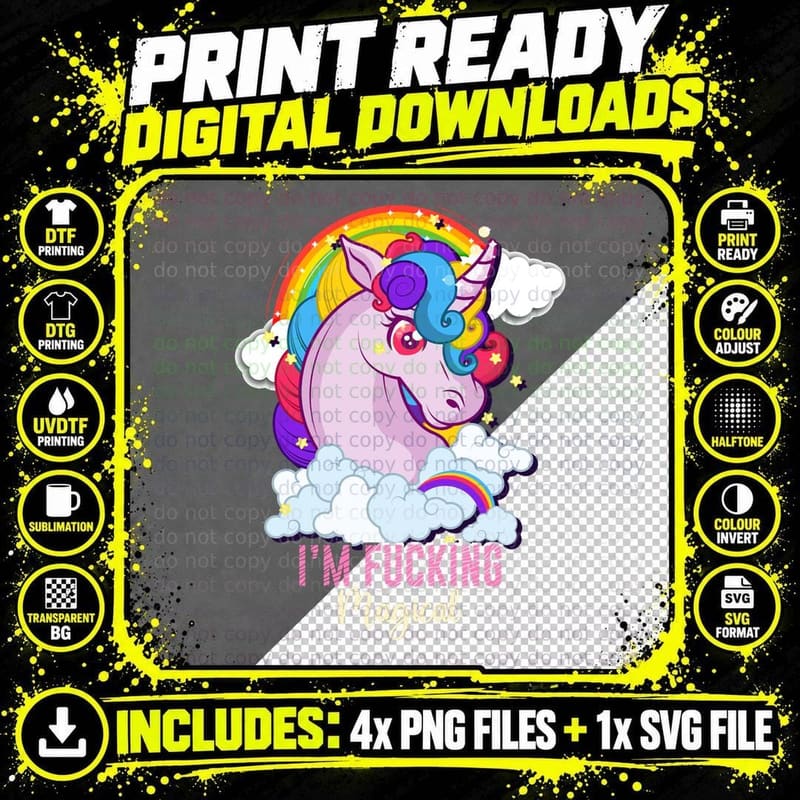 I'm Fucking Magical Funny Unicorn Magic Adult Humor Png SVG Digital Bundle