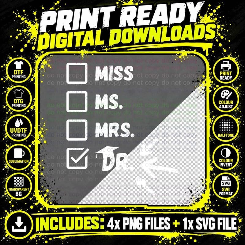 It's Miss Ms Mrs Dr Actually - Funny Doctor Graduation Png SVG Digital Bundle