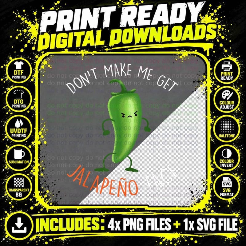 Jalapeã±o Face ...Funny Pepper Pun Meme Png SVG Digital Bundle