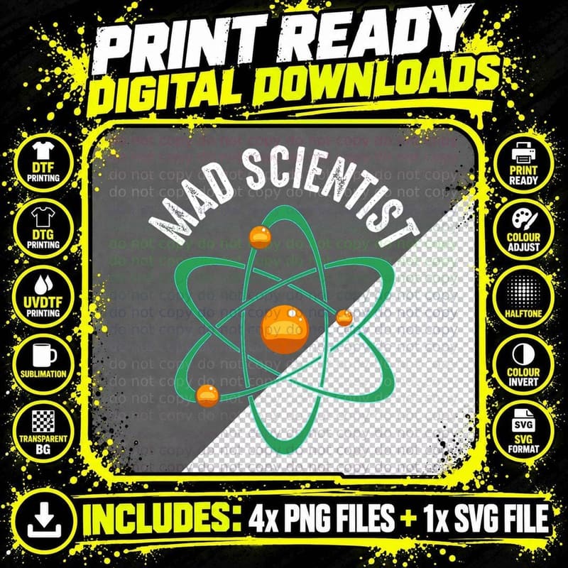 Mad Scientist Lab Nerd Geek Chemistry Biochemistry Funny Png SVG Digital Bundle