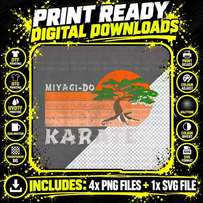 Miyagi-Do Karate Funny Vintage Karate Bonsai Tree T-Shirt Png SVG Digital Bundle