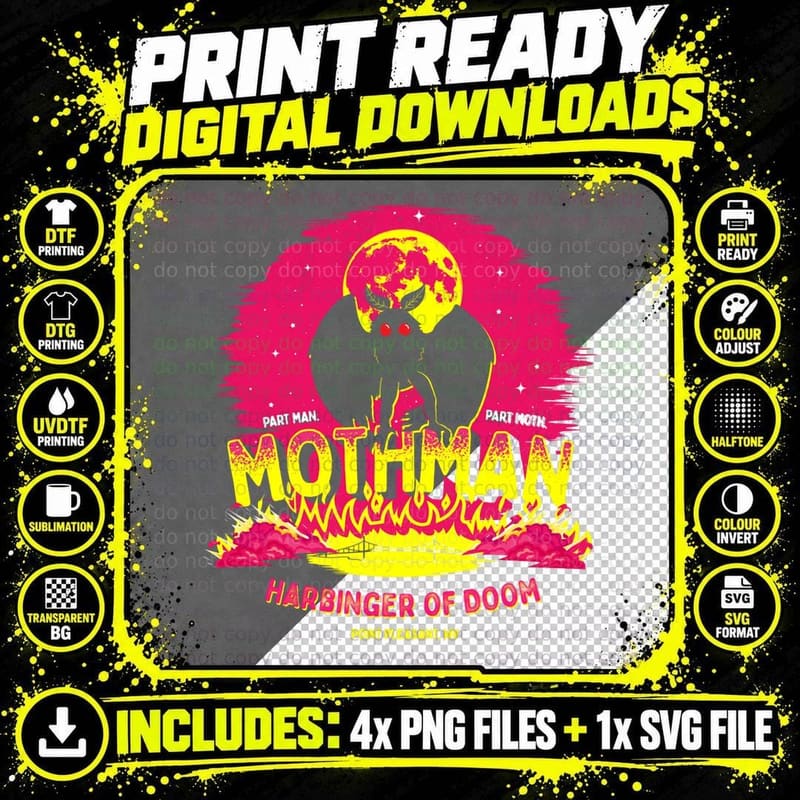 Mothman - Harbinger of Doom! Funny Cryptid Gift Pullover Png SVG Digital Bundle