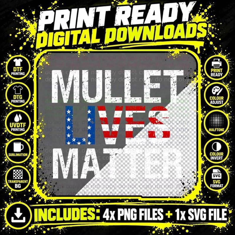 Mullet Lives Matter Shirt Funny Hairstyle Gift T-Shirt Png SVG Digital Bundle