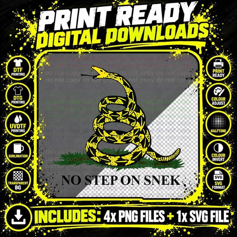 No Step on Snek Funny Gadsden Snake Meme Png SVG Digital Bundle