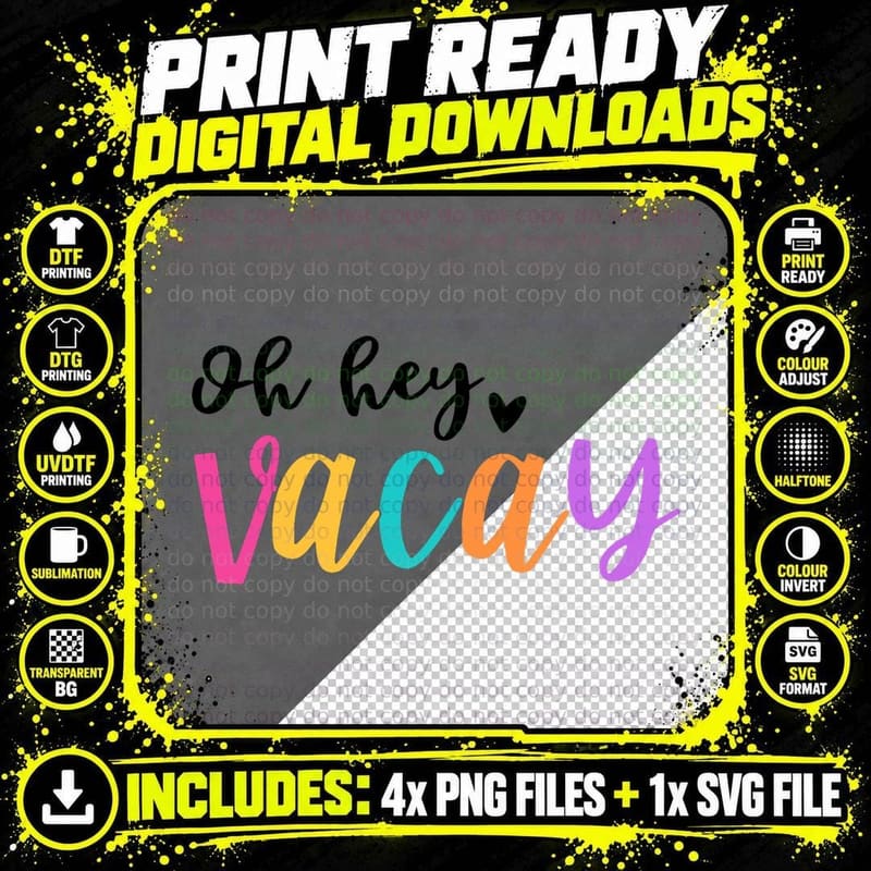 Oh Hey Vacay Summer Beach Funny Family Vacation Women Png SVG Digital Bundle