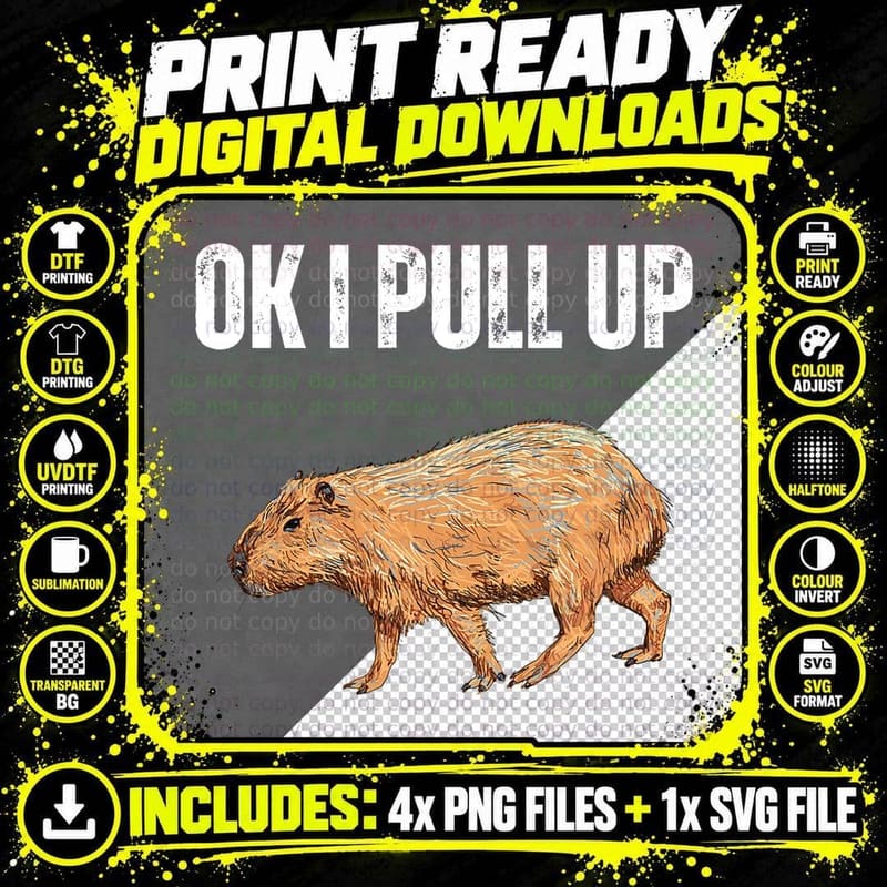 Ok I Pull up Capybara Shirt Funny Capybara Meme Ok I Png SVG Digital Bundle