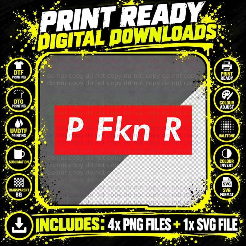 P FKN R Puerto Rico Fan Funny Meme Urban Slang Spanish Png SVG Digital Bundle