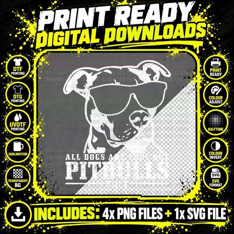 Pitbull All Dogs Are Cool Pitbulls Rule Funny Pitbull Png SVG Digital Bundle