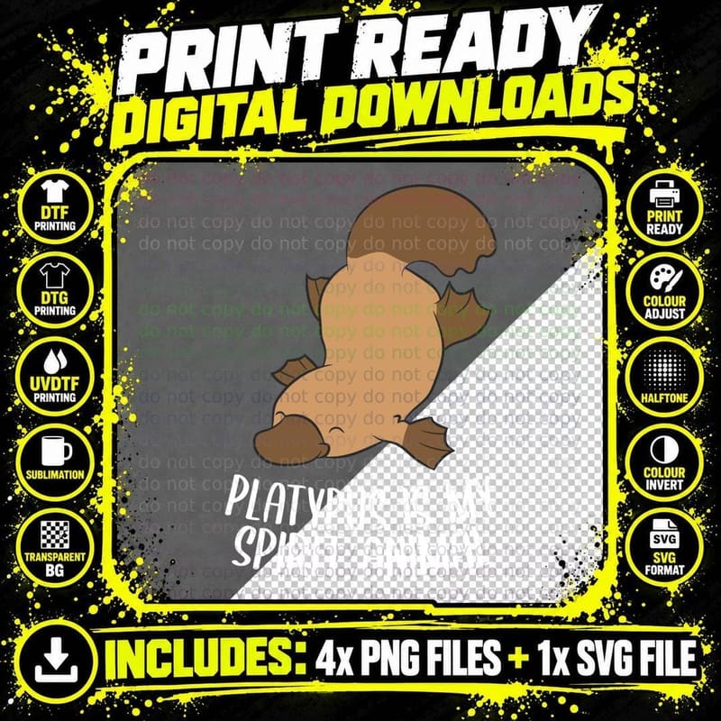 Platypus Is My Spirit Animal Funny Platypus Pullover Png SVG Digital Bundle