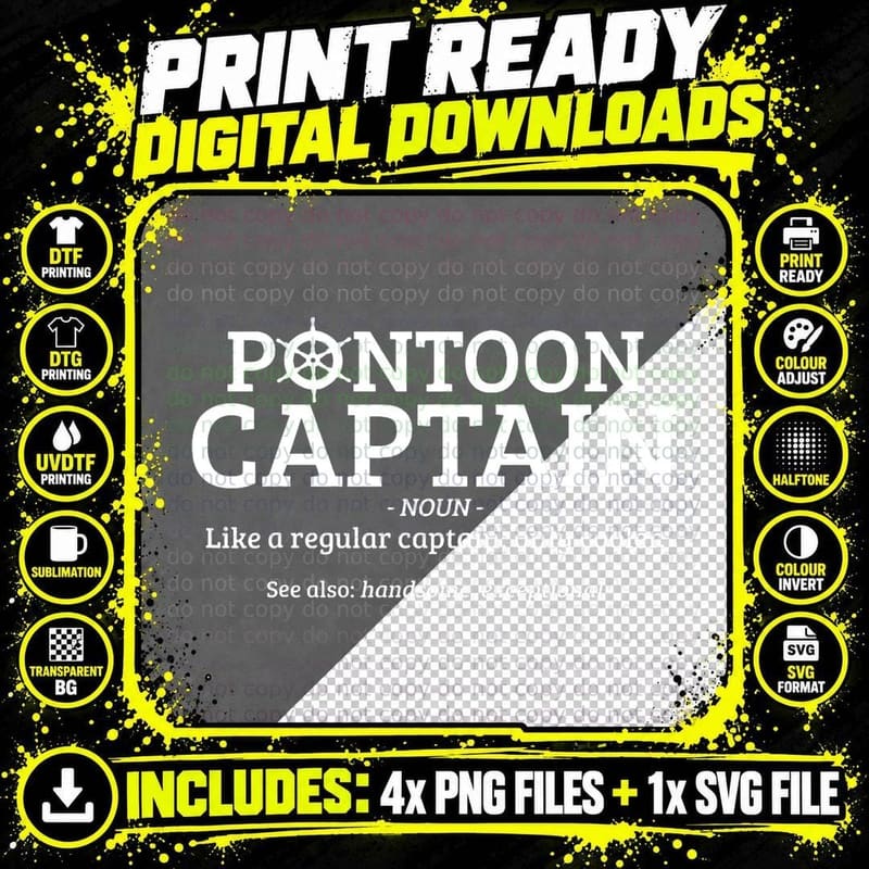 Pontoon Captain Definition Funny Pontoon Boat Boating Png SVG Digital Bundle