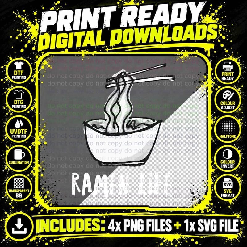 Ramen Life Funny Graphic Noodles Soup Lovers Pullover Png SVG Digital Bundle