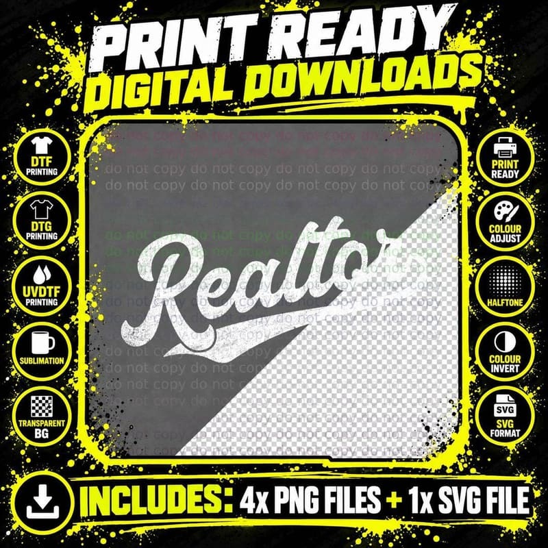Realtor Real Estate Agent Funny Retro Vintage Men Women Png SVG Digital Bundle